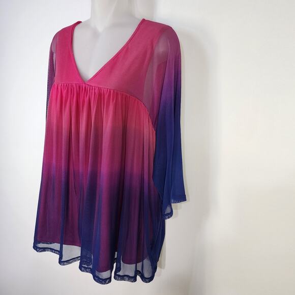 Attitudes by Renee Como Jersey & Mesh Ombre Swing Top Size Medium Evening Lilly - Picture 5 of 11